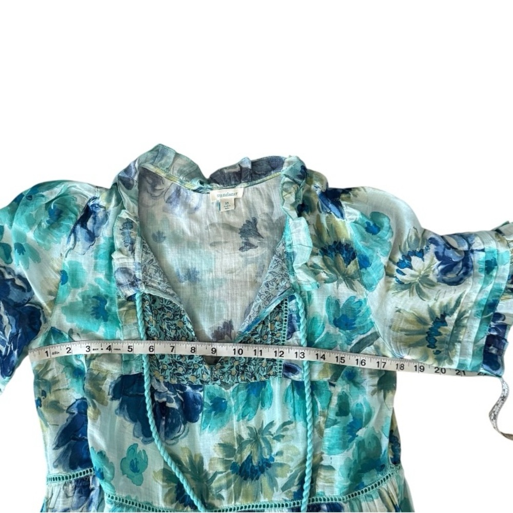 SUNDANCE Fields of‎ Beauty Floral Turquoise Boho 100% Cotton Dress XS - Picture 9 of 16